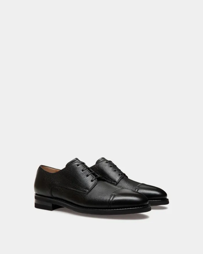 Men Bally Lace Ups and Monks Scribe Un Derby In Black Deer Leather Black Men Bally Lace Ups and Monks Scribe Un Derby In Black Deer Leather Black