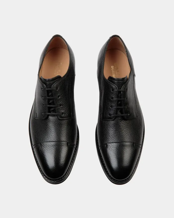 Men Bally Lace Ups and Monks Scribe Un Derby In Black Deer Leather Black Men Bally Lace Ups and Monks Scribe Un Derby In Black Deer Leather Black