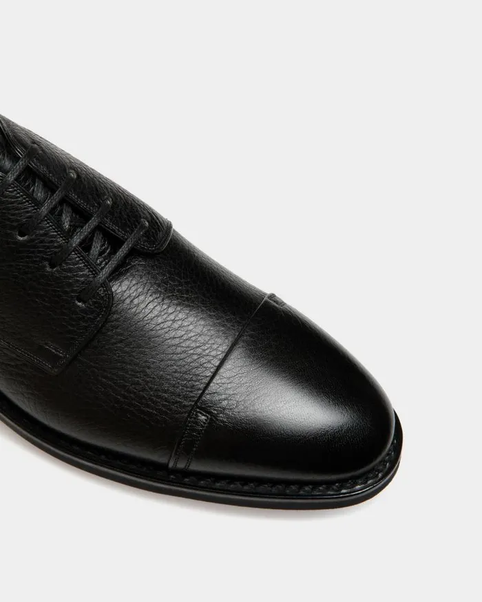 Men Bally Lace Ups and Monks Scribe Un Derby In Black Deer Leather Black Men Bally Lace Ups and Monks Scribe Un Derby In Black Deer Leather Black