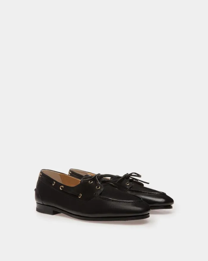 Men Bally Loafers and Moccasins Plume Moccasin In Black Leather Black Men Bally Loafers and Moccasins Plume Moccasin In Black Leather Black