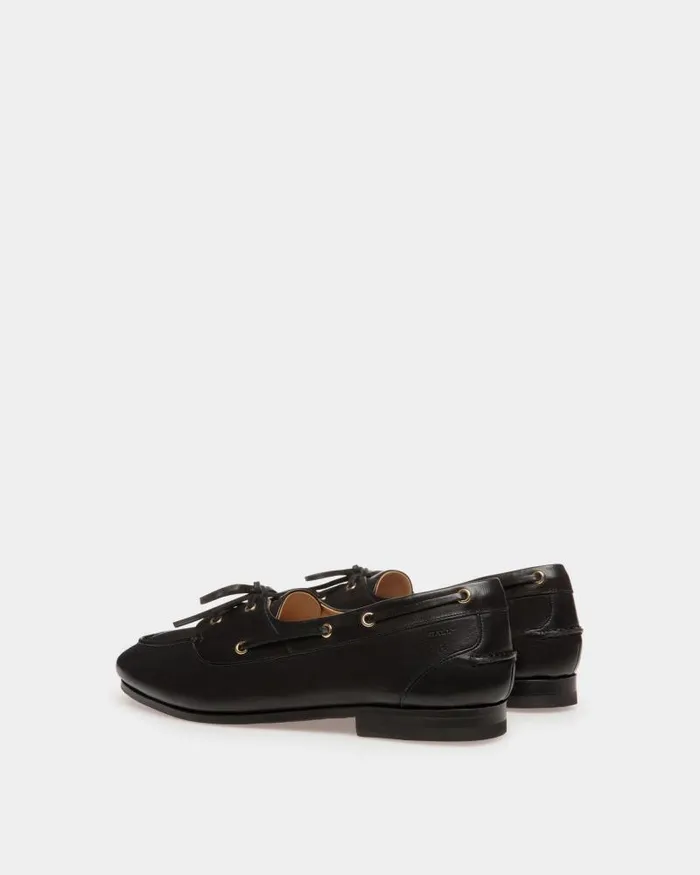 Men Bally Loafers and Moccasins Plume Moccasin In Black Leather Black Men Bally Loafers and Moccasins Plume Moccasin In Black Leather Black