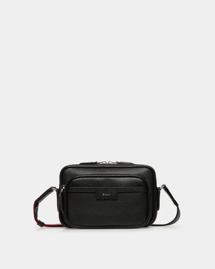 Men Bally Messenger Bags Code Crossbody Bag In Black Grained Leather Black