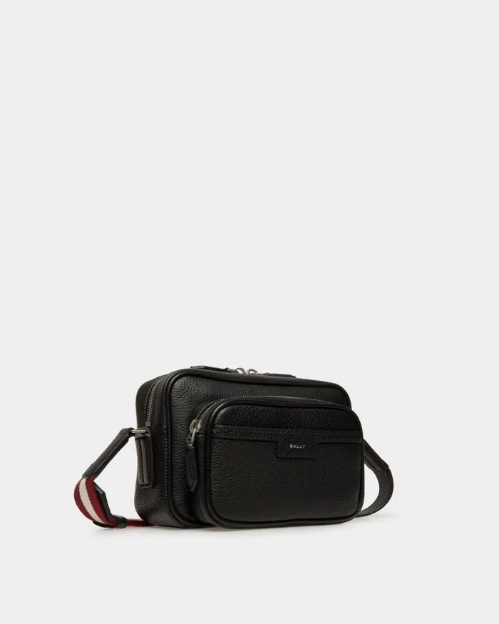 Men Bally Messenger Bags Code Crossbody Bag In Black Grained Leather Black Men Bally Messenger Bags Code Crossbody Bag In Black Grained Leather Black