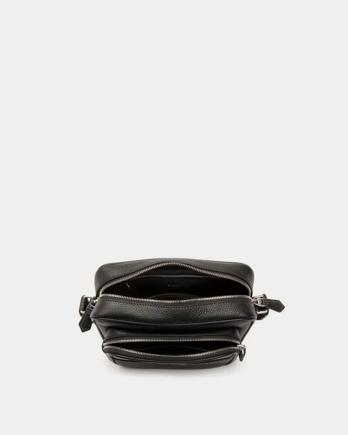 Men Bally Messenger Bags Code Crossbody Bag In Black Grained Leather Black Men Bally Messenger Bags Code Crossbody Bag In Black Grained Leather Black