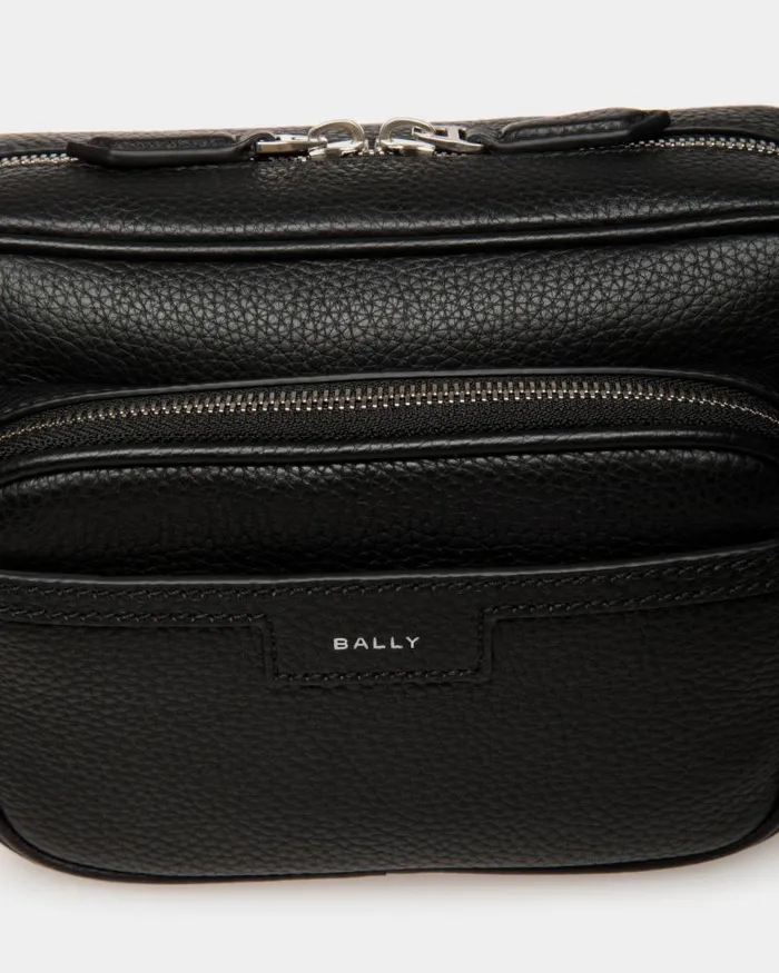 Men Bally Messenger Bags Code Crossbody Bag In Black Grained Leather Black Men Bally Messenger Bags Code Crossbody Bag In Black Grained Leather Black