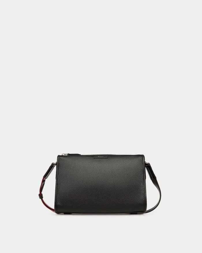 Men Bally Messenger Bags Code Small Messenger Bag In Black Grained Leather Black