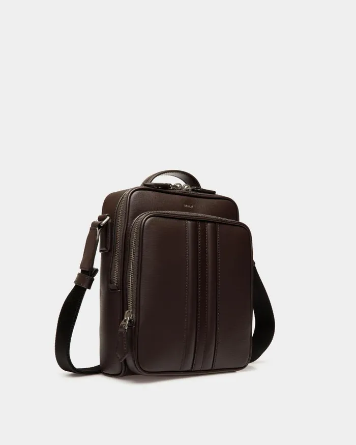 Men Bally Messenger Bags Mythos Crossbody Bag In Ebano Recycled Leather Brown Men Bally Messenger Bags Mythos Crossbody Bag In Ebano Recycled Leather Brown