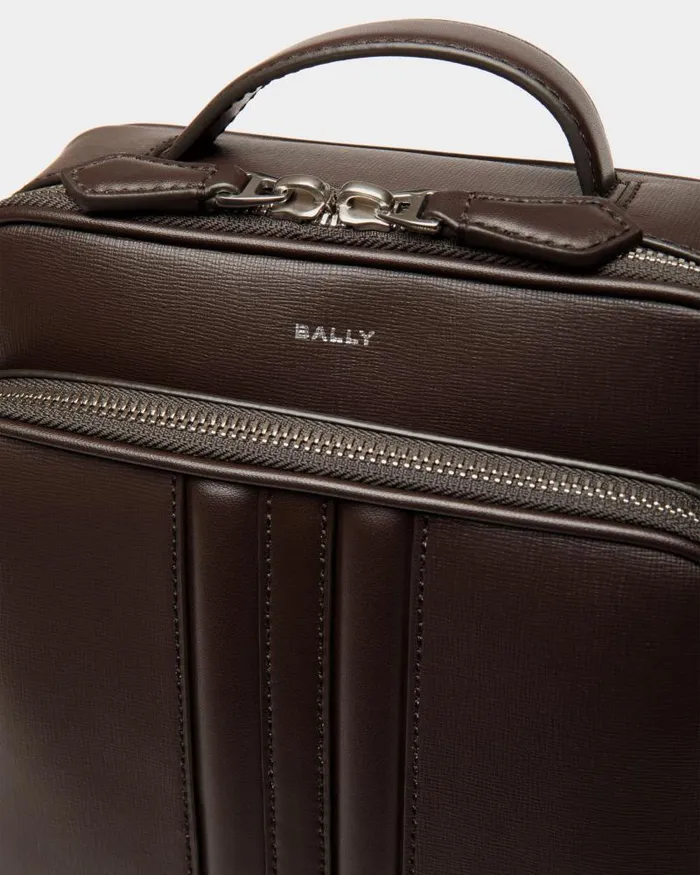 Men Bally Messenger Bags Mythos Crossbody Bag In Ebano Recycled Leather Brown Men Bally Messenger Bags Mythos Crossbody Bag In Ebano Recycled Leather Brown