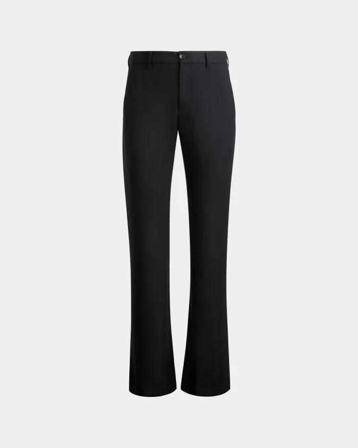 Men Bally Pants Flared Pants In Navy Blue Wool Blue