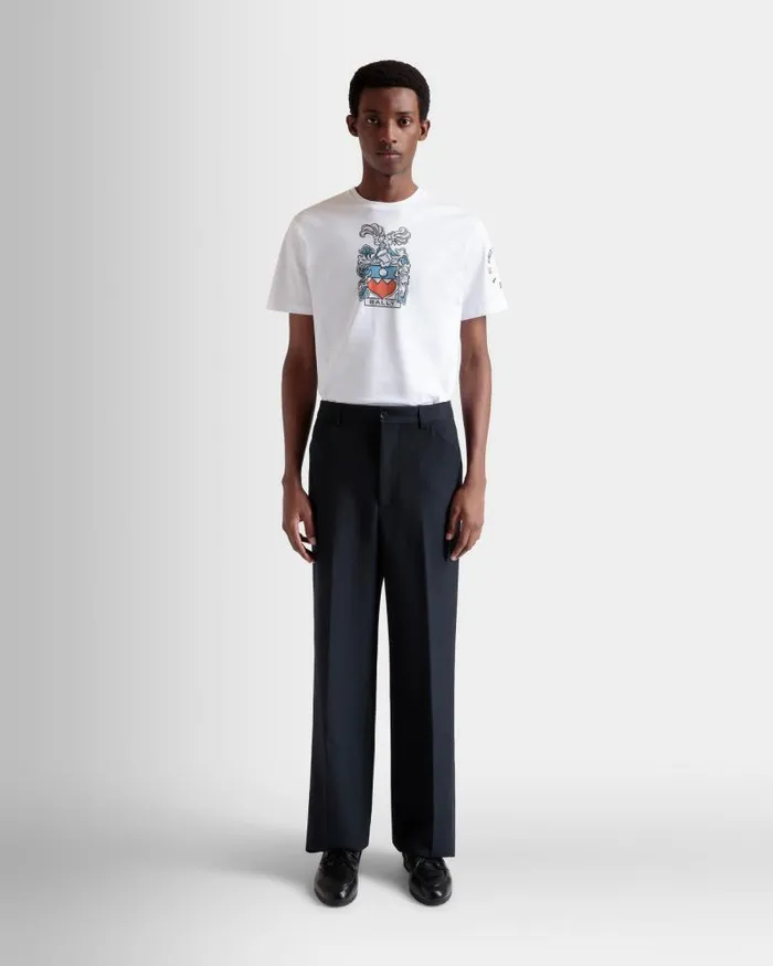 Men Bally Pants Flared Pants In Navy Blue Wool Blue Men Bally Pants Flared Pants In Navy Blue Wool Blue