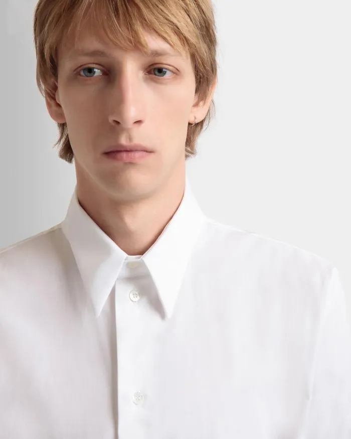 Men Bally Shirts and TShirts Long Sleeve Shirt In White Cotton White