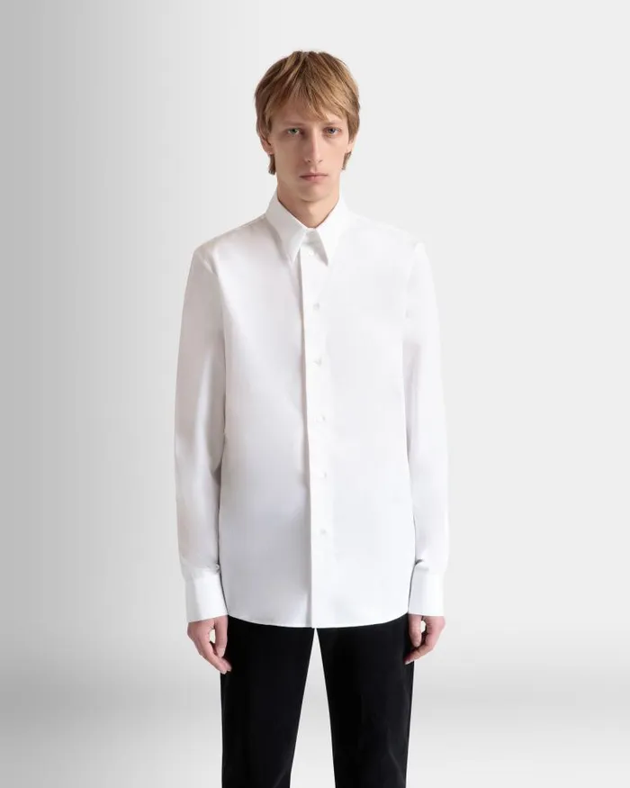 Men Bally Shirts and TShirts Long Sleeve Shirt In White Cotton White