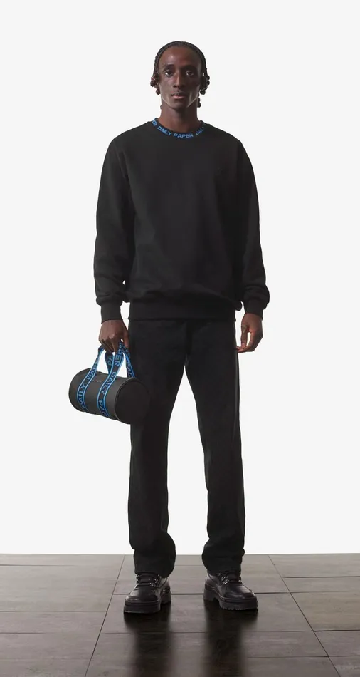 Men Black Blue Erib Sweater Daily Paper Hoodies and Sweaters