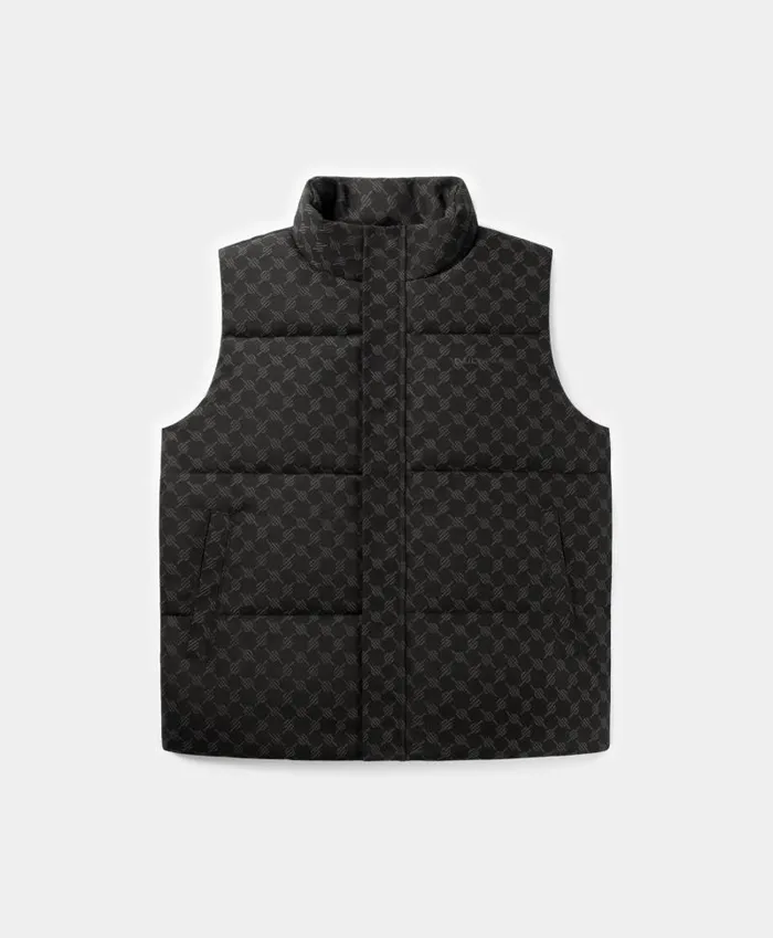 Men Black Pondo Cotton Monogram Bodywarmer Daily Paper Jackets