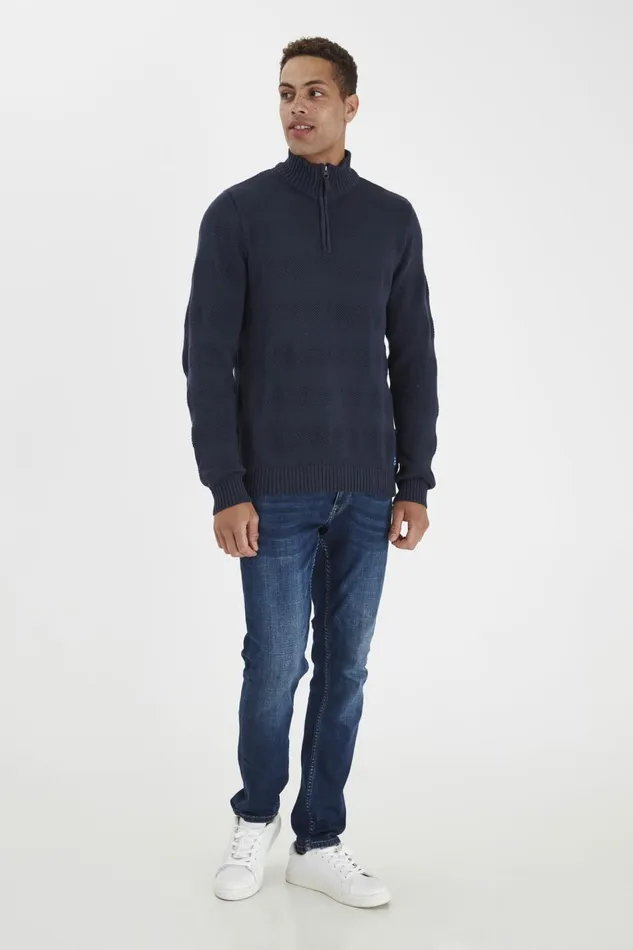 Men Blend Knit Knitted Pullover Dress Blues