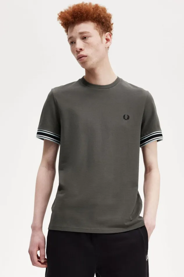 Men Bold Tipped Piqu TShirt Field Green Fred Perry TShirts