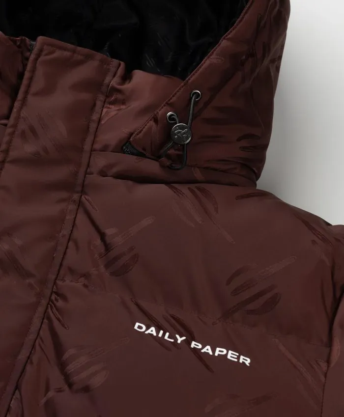 Men Chocolate Brown Monogram Honit Puffer Jacket Daily Paper Jackets Men Chocolate Brown Monogram Honit Puffer Jacket Daily Paper Jackets