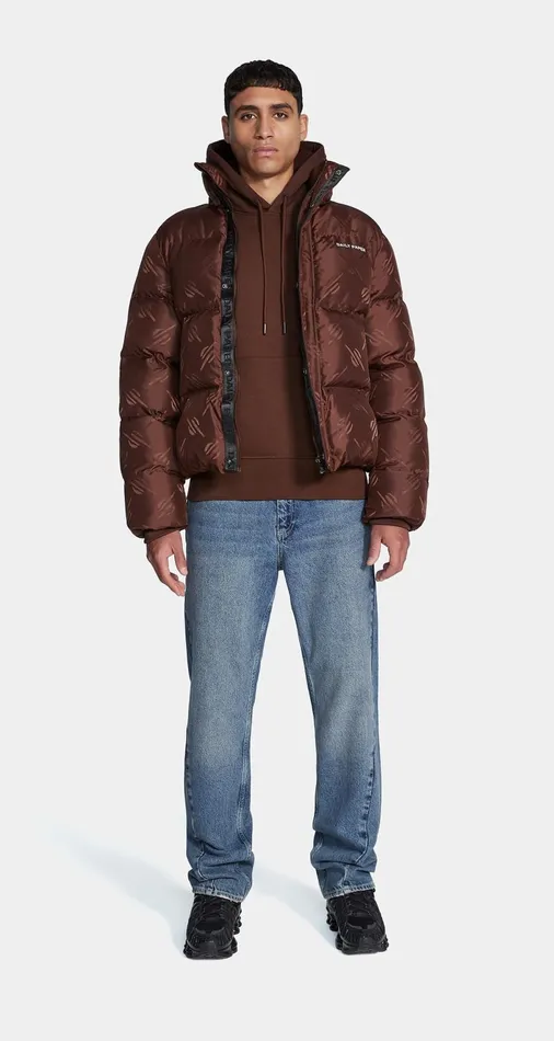 Men Chocolate Brown Monogram Honit Puffer Jacket Daily Paper Jackets Men Chocolate Brown Monogram Honit Puffer Jacket Daily Paper Jackets