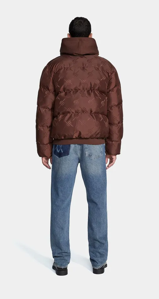Men Chocolate Brown Monogram Honit Puffer Jacket Daily Paper Jackets Men Chocolate Brown Monogram Honit Puffer Jacket Daily Paper Jackets