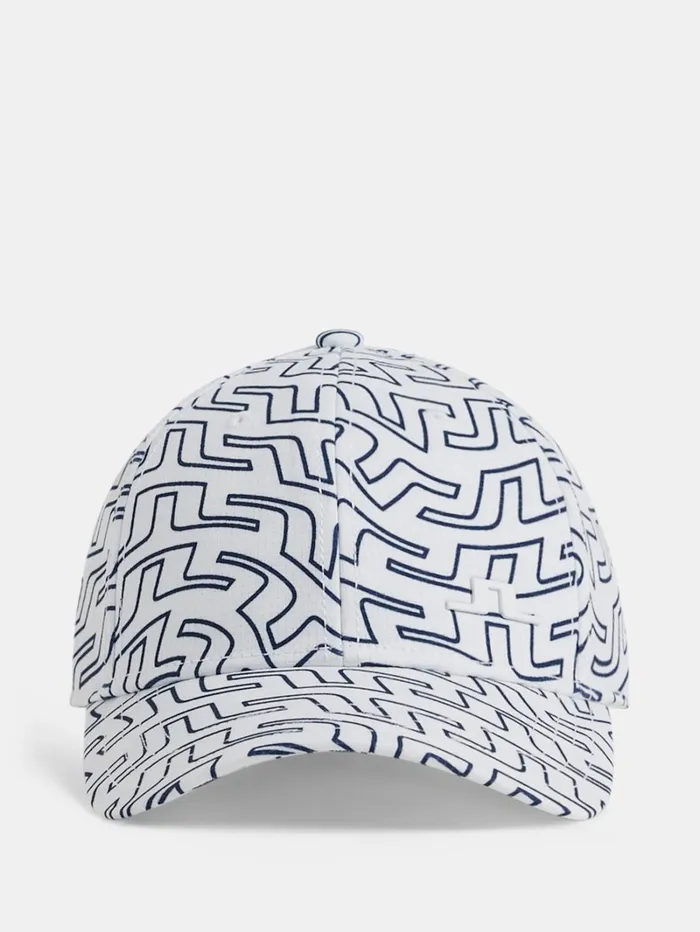 Men Collin Print Cap White Outline Bridge Swirl JLindeberg Caps