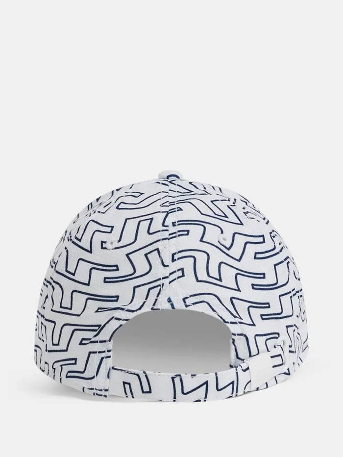 Men Collin Print Cap White Outline Bridge Swirl JLindeberg Caps