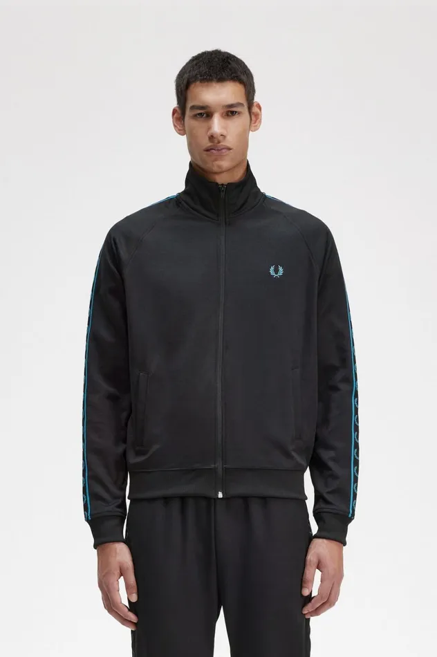 Men Contrast Tape Track Jacket Blackcyber Blue Fred Perry Track Jackets