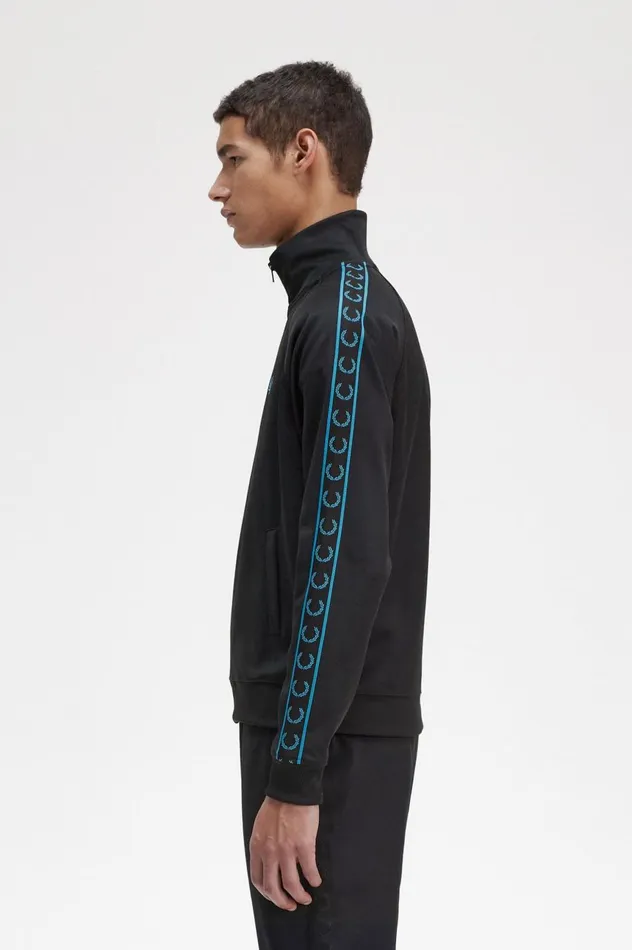 Men Contrast Tape Track Jacket Blackcyber Blue Fred Perry Track Jackets
