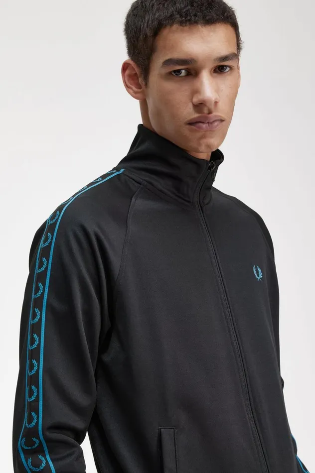 Men Contrast Tape Track Jacket Blackcyber Blue Fred Perry Track Jackets