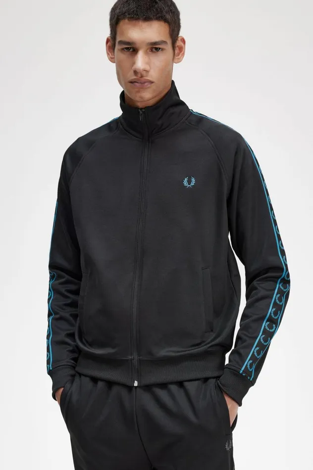 Men Contrast Tape Track Jacket Blackcyber Blue Fred Perry Track Jackets
