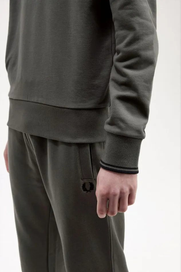 Men Crew Neck Sweatshirt Field Green Fred Perry Sweatshirts