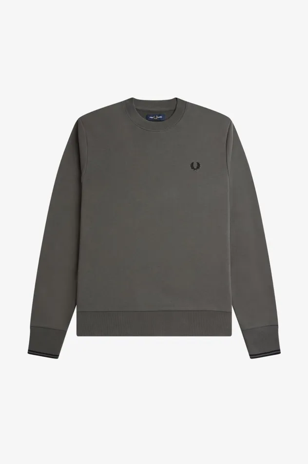 Men Crew Neck Sweatshirt Field Green Fred Perry Sweatshirts