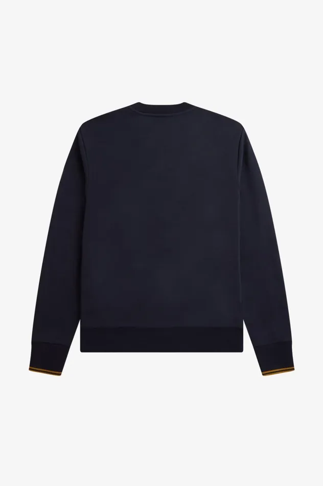 Men Crew Neck Sweatshirt Navydark Caramel Fred Perry Sweatshirts