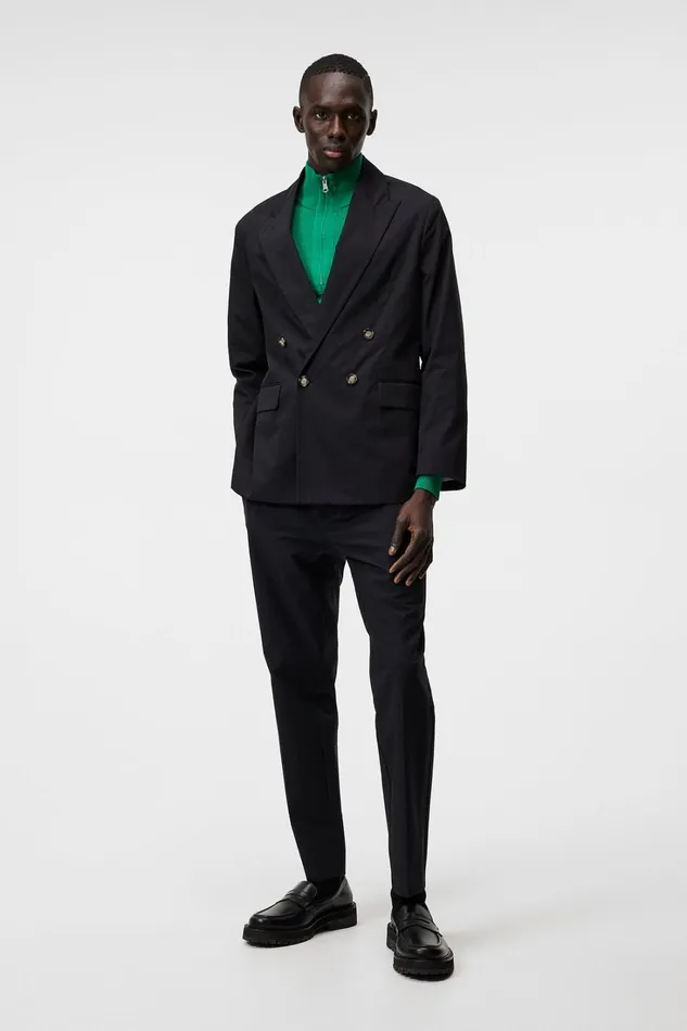 Men David U Light Cotton Blazer Black JLindeberg Blazers