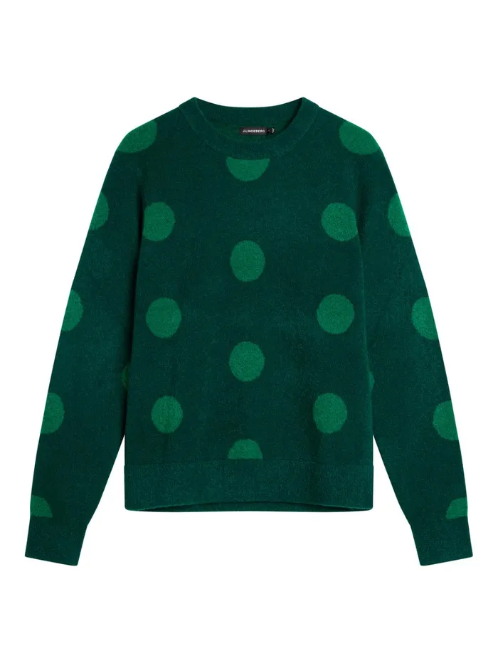 Men Dotte Hairy Jacquard Crewneck Rain Forest JLindeberg Knitwear