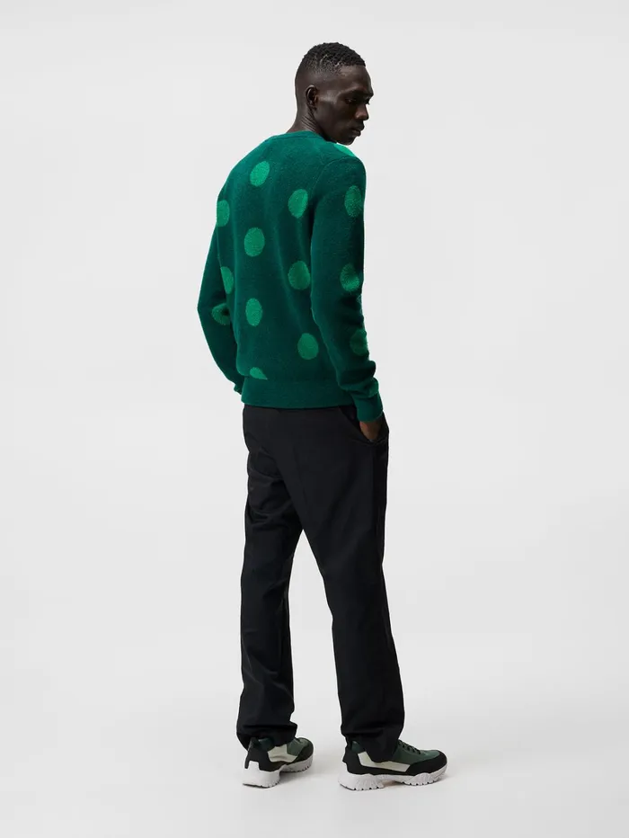 Men Dotte Hairy Jacquard Crewneck Rain Forest JLindeberg Knitwear