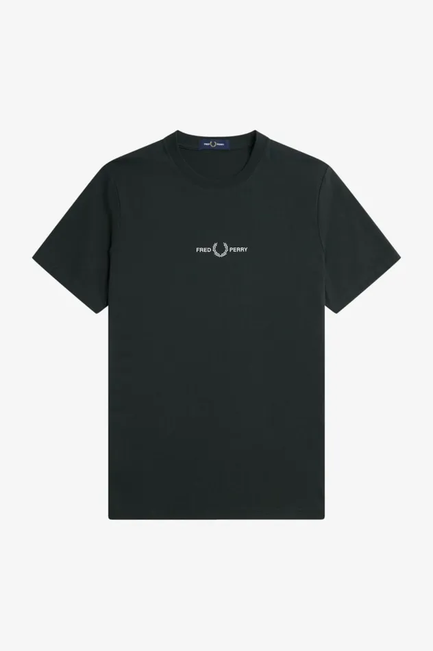 Men Embroidered TShirt Night Green Fred Perry TShirts