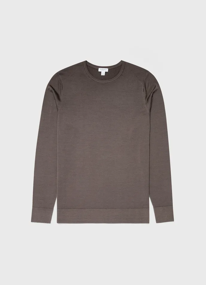 Men ExtraFine Merino Crew Neck Cedar Knitwear ussunspel