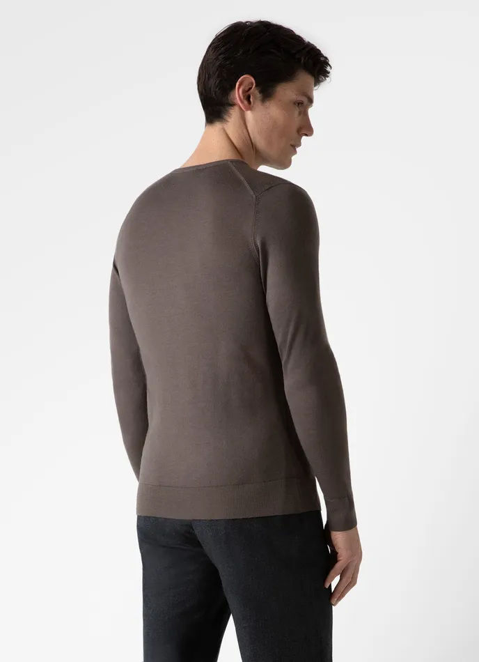 Men ExtraFine Merino Crew Neck Cedar Knitwear ussunspel
