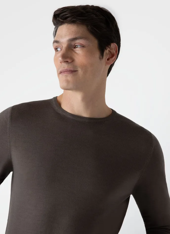 Men ExtraFine Merino Crew Neck Cedar Knitwear ussunspel