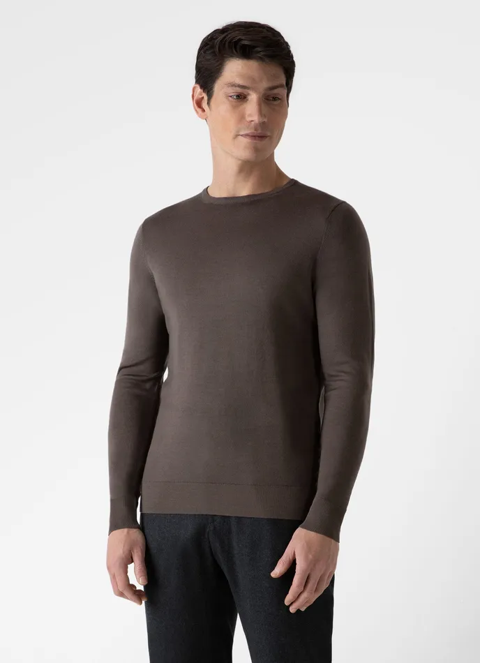 Men ExtraFine Merino Crew Neck Cedar Knitwear ussunspel