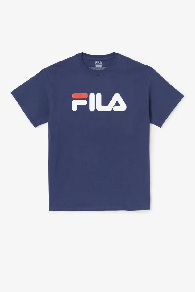 Men Fila Tops Logo Tee Navy White Red