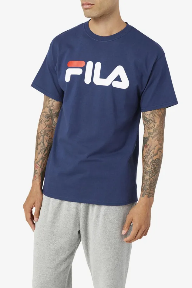 Men Fila Tops Logo Tee Navy White Red