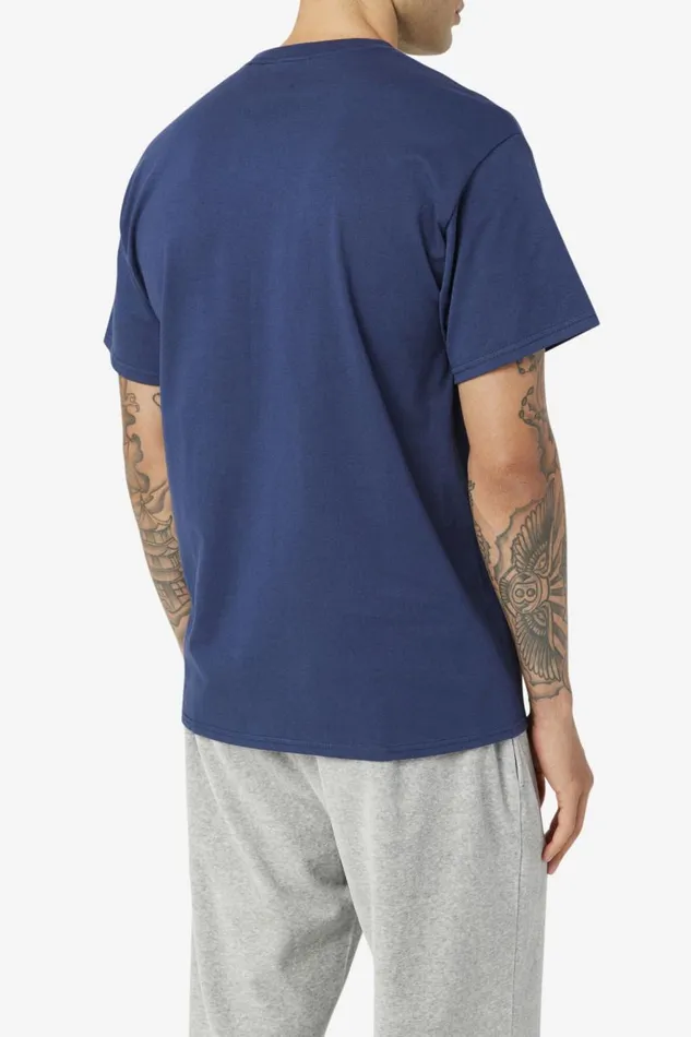 Men Fila Tops Logo Tee Navy White Red