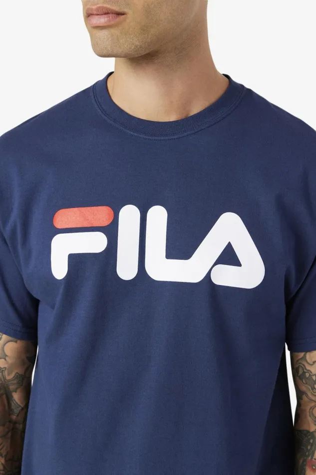 Men Fila Tops Logo Tee Navy White Red