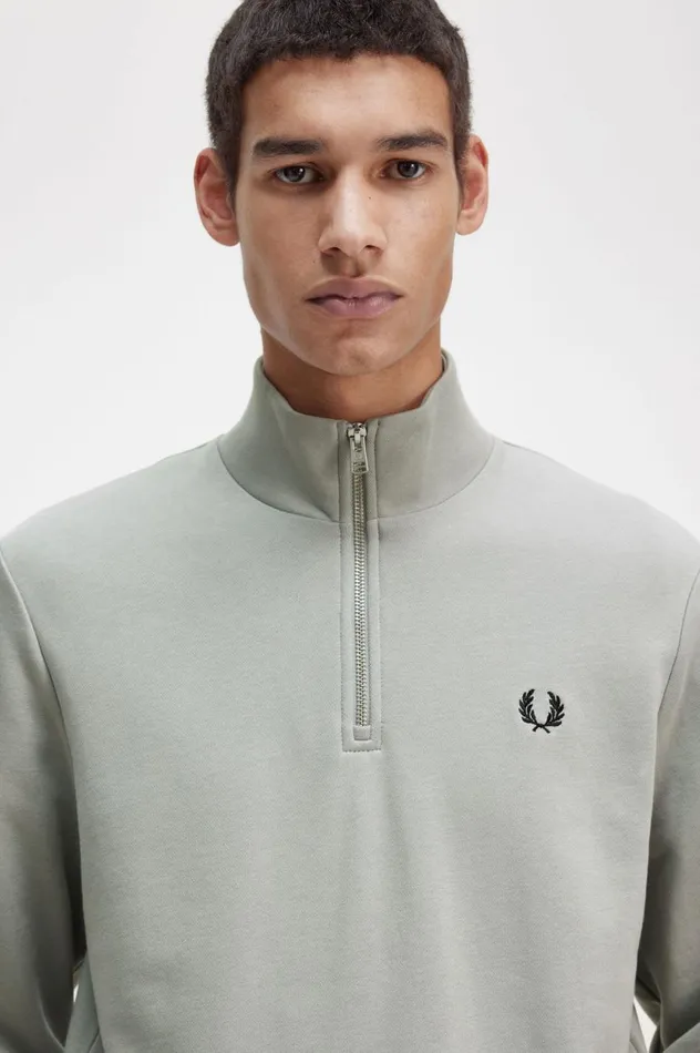 Men Half Zip Sweatshirt Limestone Fred Perry Sweatshirts