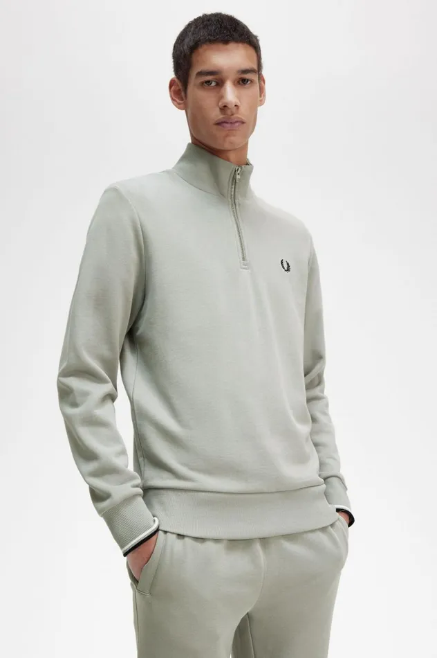 Men Half Zip Sweatshirt Limestone Fred Perry Sweatshirts