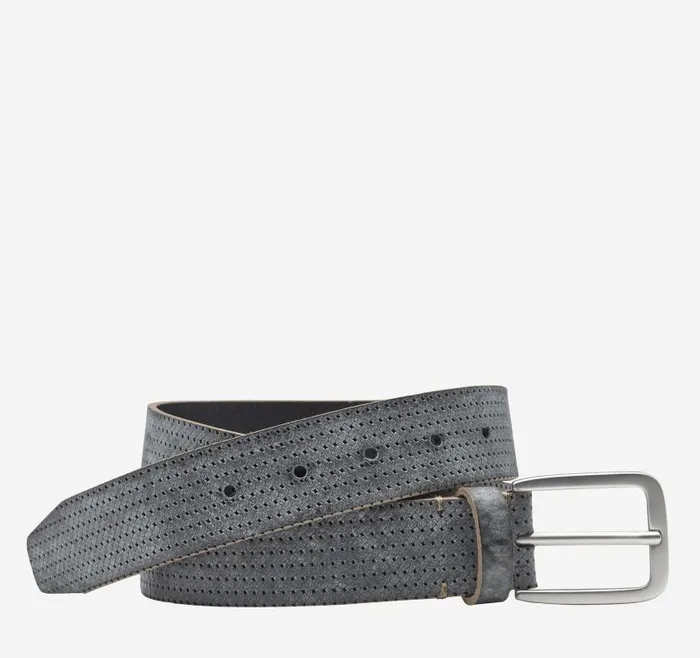 Men Johnston and Murphy Belts Washed Basketweave Embossed Belt Black
