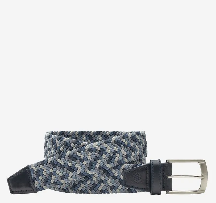 Men Johnston and Murphy Belts Woven StretchKnit Belt Navyblue