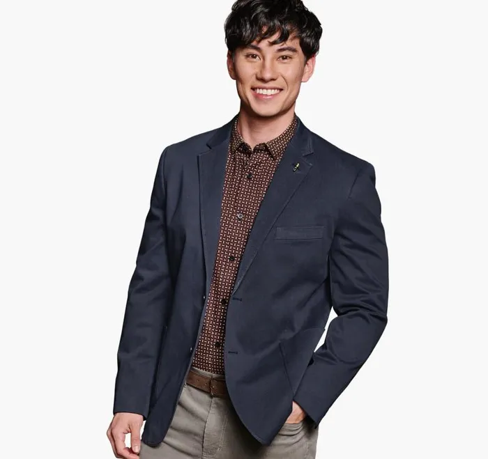 Men Johnston and Murphy Blazers Washed Cotton Blazer Navy