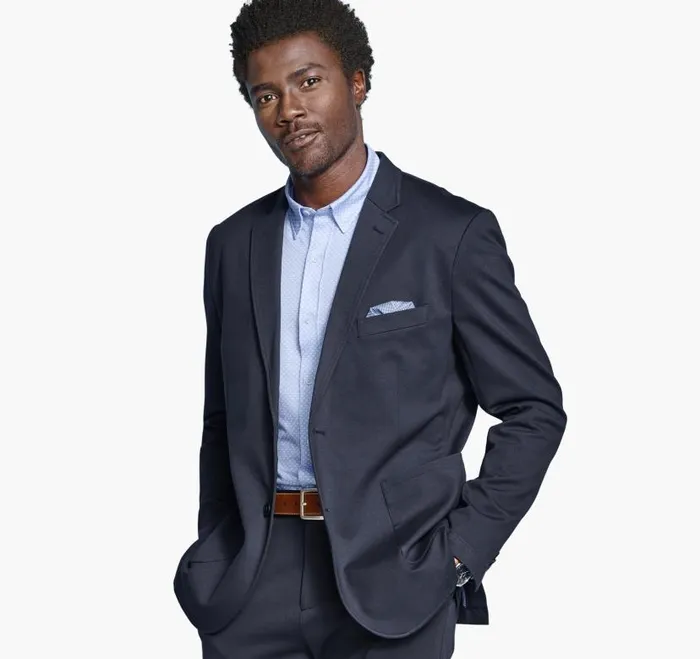 Men Johnston and Murphy Blazers XC Flex Knit Blazer Navy Solid Men Johnston and Murphy Blazers XC Flex Knit Blazer Navy Solid